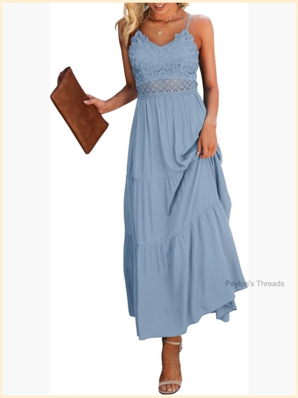 Lace Maxi Dress with Adjustable Spaghetti Straps Beach Wedding Guest